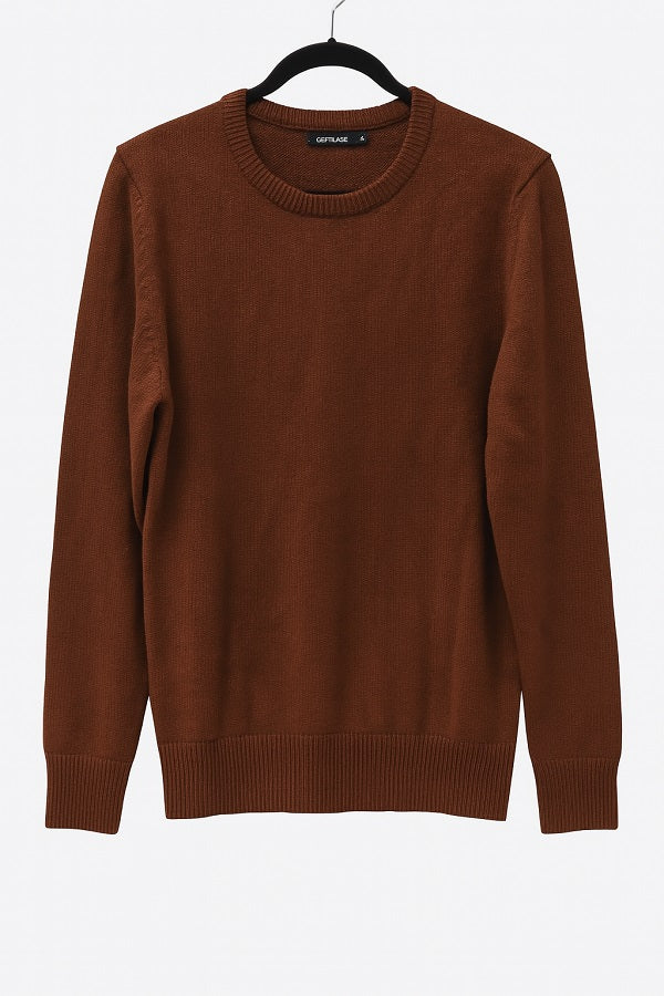 CANIFA BASICS Men’s Knit Sweater – Earth Brown – Size M with crewneck design and soft knit fabric Ghbb Trading