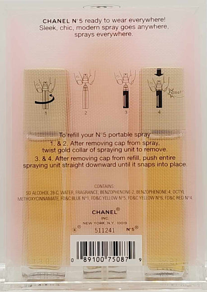Chanel No. 5 Eau de Toilette Travel Spray Set – 3 x 15ml Refills – Iconic Luxury Perfume