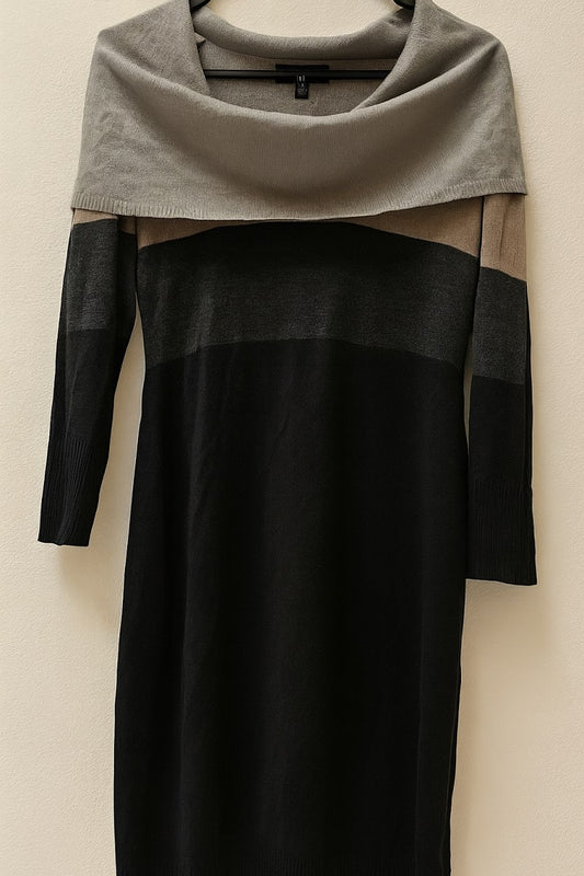 Connected Apparel Women's Black Sweater Dress – Size S – Long Sleeve Knit Winter Dress Ghbb Trading