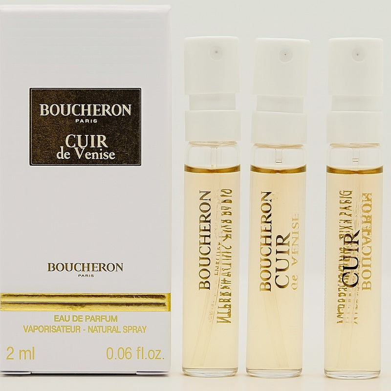 Lot 3 of BOUCHERON Cuir de Venise Eau de Parfum 2ml Spray Sample Vial with Carded Box Ghbb Trading