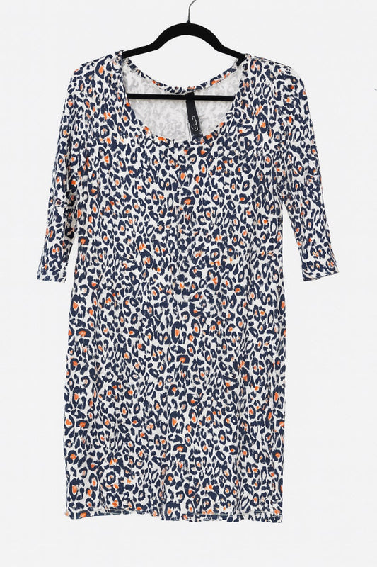 Jessica Simpson Women's Tunic Top with Leopard Print – Size S – Scoop Neck 3/4 Sleeve Casual Shirt Ghbb Trading