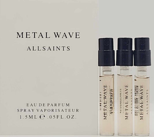 Lot of 3 AllSaints Metal Wave Eau de Parfum spray samples – 1.5ml each, unisex mini perfume by Ghbb Trading