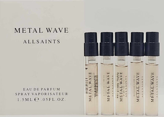 Lot of 5 AllSaints Metal Wave Eau de Parfum spray samples – 1.5ml each, authentic mini vials by Ghbb Trading