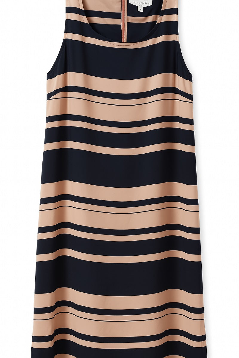 Maison Jules sleeveless striped midi dress in navy and blush pink, size S Ghbb Trading