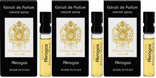 Lot of 3 Tiziana Terenzi AKRAGAS 1.5ml Extrait de Parfum Vials – Niche Unisex Perfume Samples Ghbb Trading